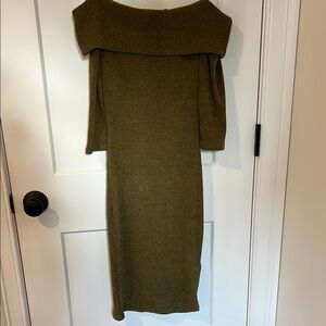 Chic Olive Off-Shoulder Knit Dress